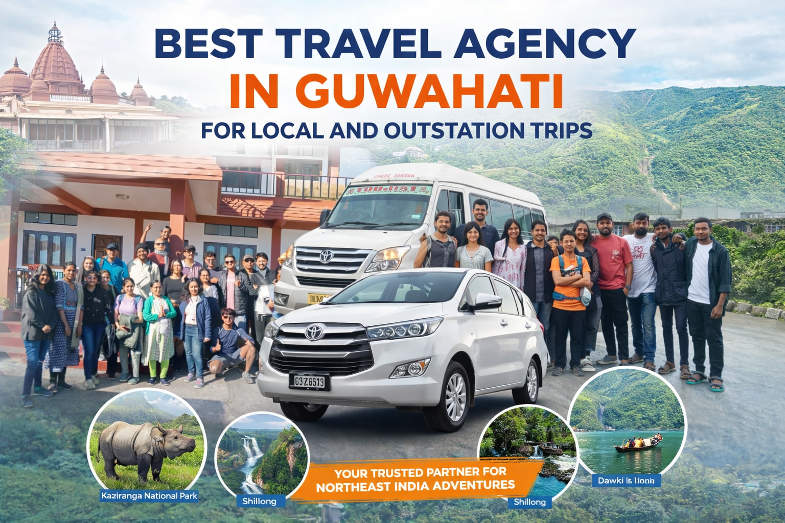 Looking for the best travel agency in Guwahati for local or outstation trips? We offer affordable, safe, and professional car rentals for Shillong, Kaziranga, and more. Book your dream Northeast tour today!